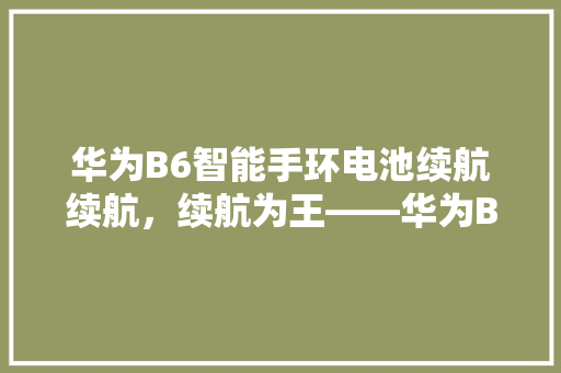 华为B6智能手环电池续航续航，续航为王——华为B6智能手环电池价格与能