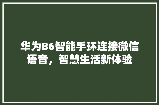 华为B6智能手环连接微信语音，智慧生活新体验