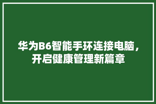 华为B6智能手环连接电脑，开启健康管理新篇章