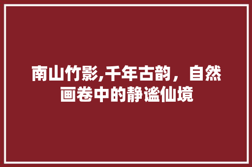 南山竹影,千年古韵，自然画卷中的静谧仙境