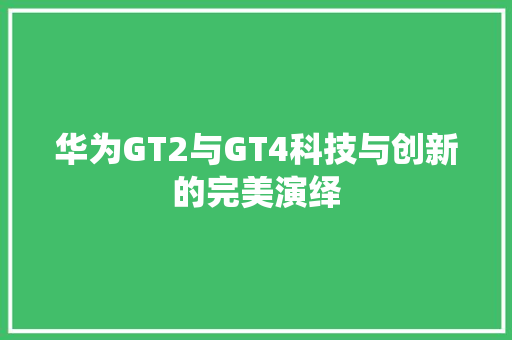 华为GT2与GT4科技与创新的完美演绎  第1张