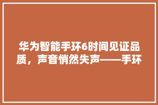 华为智能手环6时间见证品质，声音悄然失声——手环续航问题背后的真相