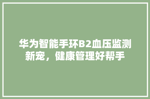 华为智能手环B2血压监测新宠，健康管理好帮手