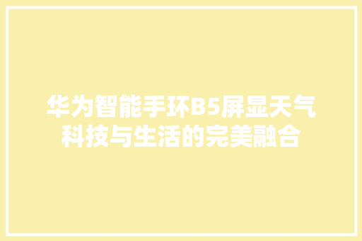 华为智能手环B5屏显天气科技与生活的完美融合