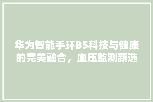 华为智能手环B5科技与健康的完美融合，血压监测新选择