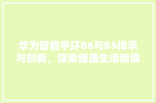 华为智能手环B6与B5传承与创新，探索健康生活新境界