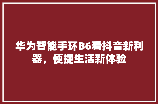 华为智能手环B6看抖音新利器，便捷生活新体验  第1张