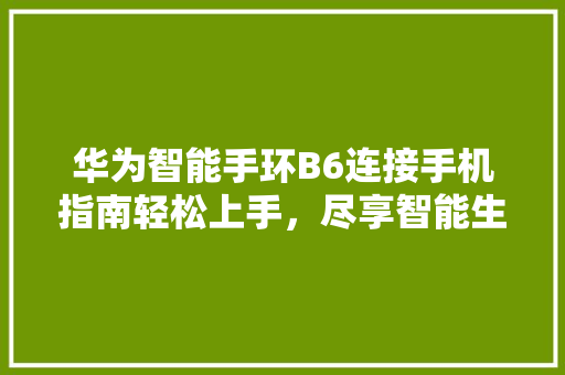 华为智能手环B6连接手机指南轻松上手，尽享智能生活