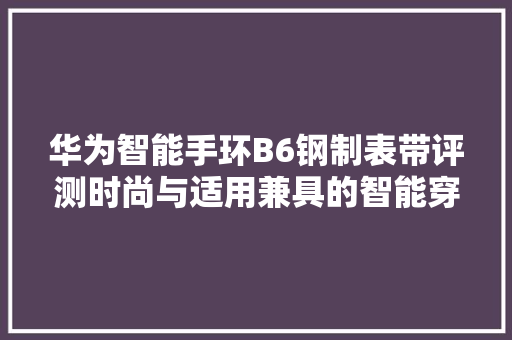 华为智能手环B6钢制表带评测时尚与适用兼具的智能穿戴新选择