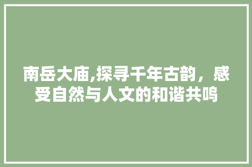 南岳大庙,探寻千年古韵，感受自然与人文的和谐共鸣