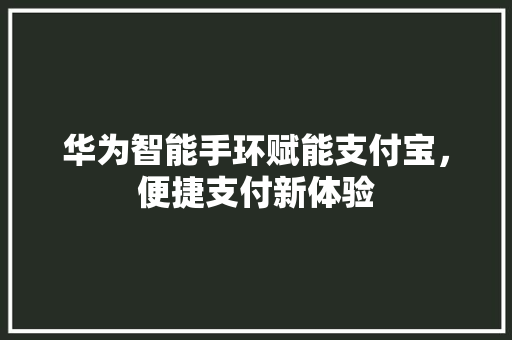 华为智能手环赋能支付宝，便捷支付新体验