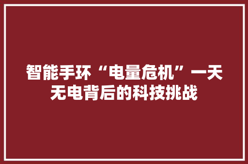 智能手环“电量危机”一天无电背后的科技挑战