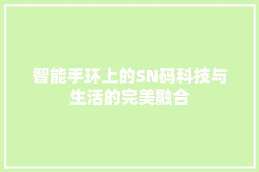 智能手环上的SN码科技与生活的完美融合  第1张