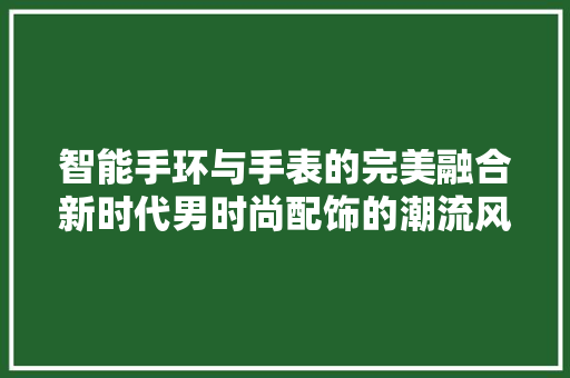 智能手环与手表的完美融合新时代男时尚配饰的潮流风向标