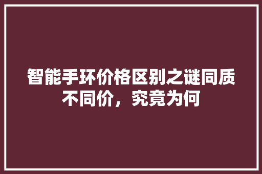 智能手环价格区别之谜同质不同价，究竟为何