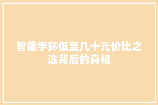 智能手环低至几十元价比之选背后的真相  第1张