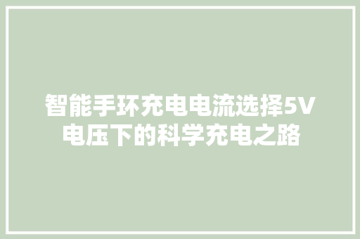 智能手环充电电流选择5V电压下的科学充电之路