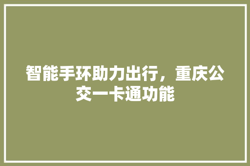 智能手环助力出行，重庆公交一卡通功能  第1张