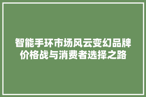 智能手环市场风云变幻品牌价格战与消费者选择之路