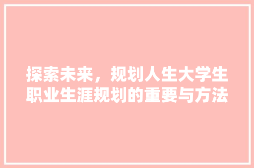 探索未来，规划人生大学生职业生涯规划的重要与方法路径