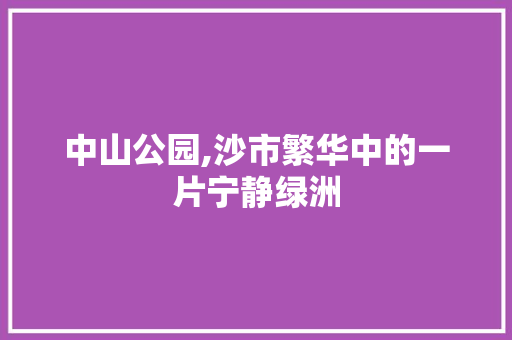 中山公园,沙市繁华中的一片宁静绿洲