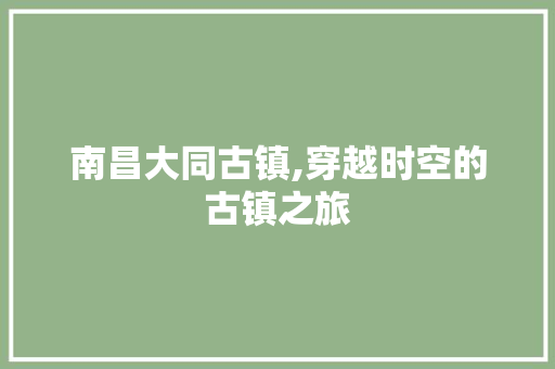 南昌大同古镇,穿越时空的古镇之旅  第1张