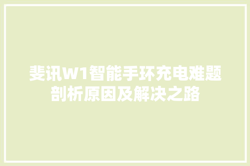 斐讯W1智能手环充电难题剖析原因及解决之路