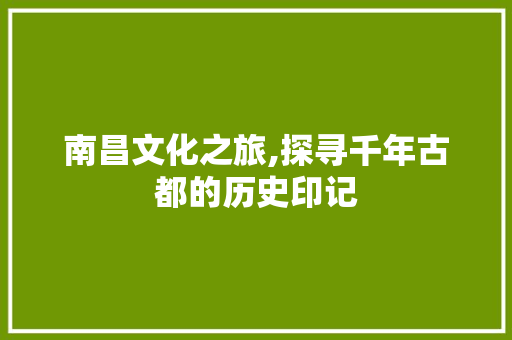 南昌文化之旅,探寻千年古都的历史印记