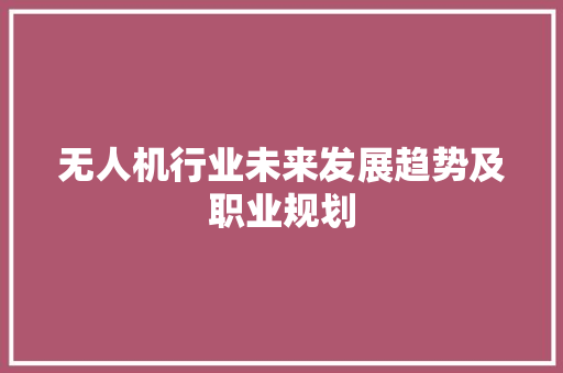 无人机行业未来发展趋势及职业规划  第1张