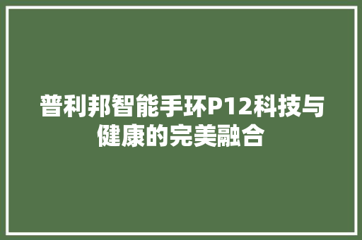 普利邦智能手环P12科技与健康的完美融合