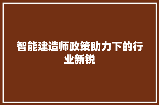 智能建造师政策助力下的行业新锐