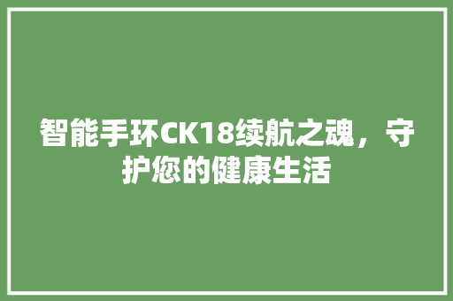 智能手环CK18续航之魂，守护您的健康生活