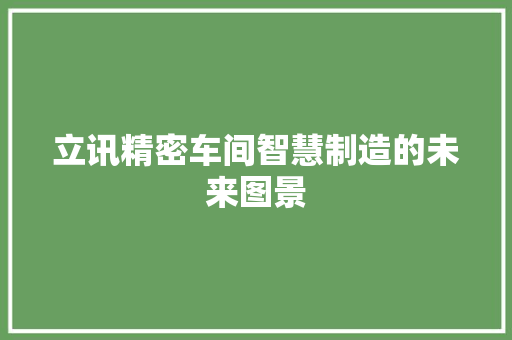 立讯精密车间智慧制造的未来图景