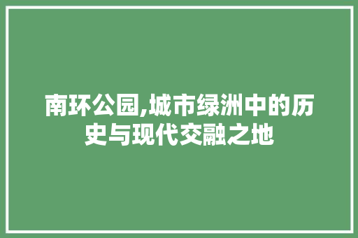 南环公园,城市绿洲中的历史与现代交融之地