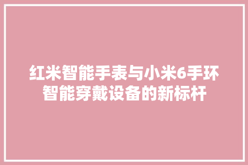 红米智能手表与小米6手环智能穿戴设备的新标杆  第1张