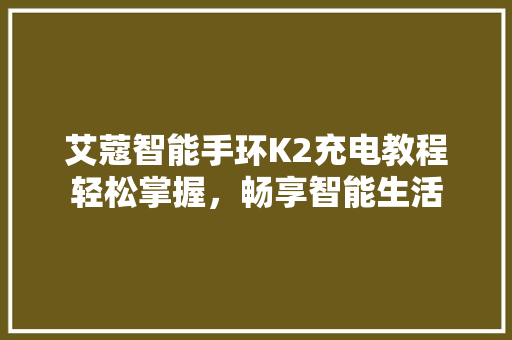 艾蔻智能手环K2充电教程轻松掌握，畅享智能生活