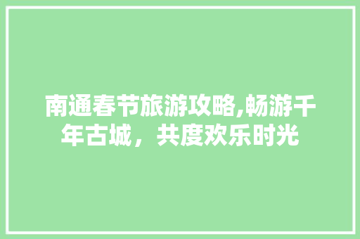 南通春节旅游攻略,畅游千年古城，共度欢乐时光