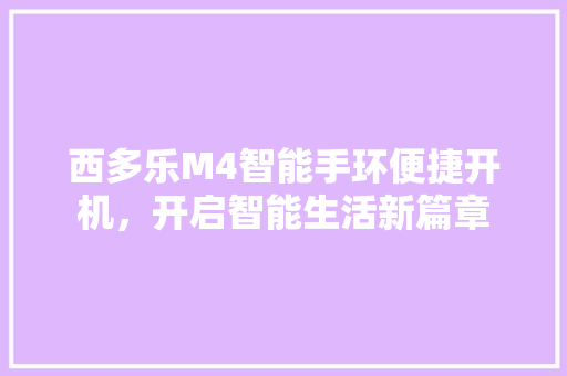 西多乐M4智能手环便捷开机，开启智能生活新篇章  第1张