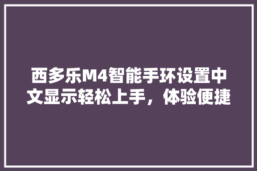 西多乐M4智能手环设置中文显示轻松上手，体验便捷生活  第1张