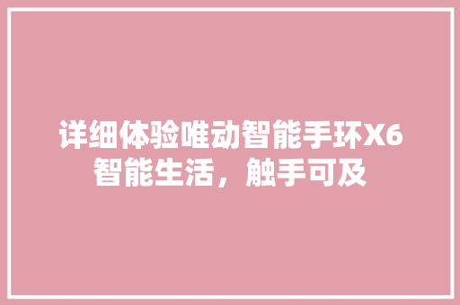 详细体验唯动智能手环X6智能生活，触手可及