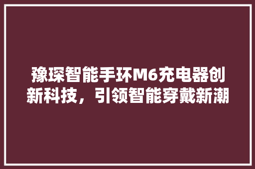 豫琛智能手环M6充电器创新科技，引领智能穿戴新潮流