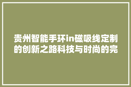 贵州智能手环in磁吸线定制的创新之路科技与时尚的完美融合