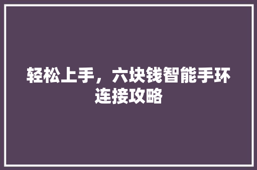 轻松上手，六块钱智能手环连接攻略  第1张