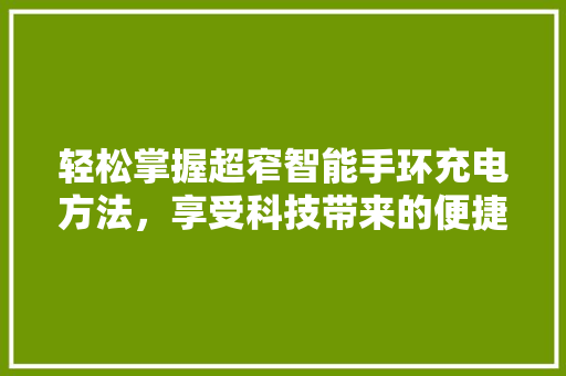 轻松掌握超窄智能手环充电方法，享受科技带来的便捷生活