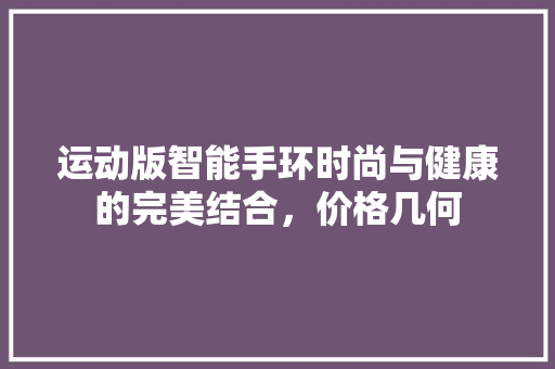 运动版智能手环时尚与健康的完美结合，价格几何