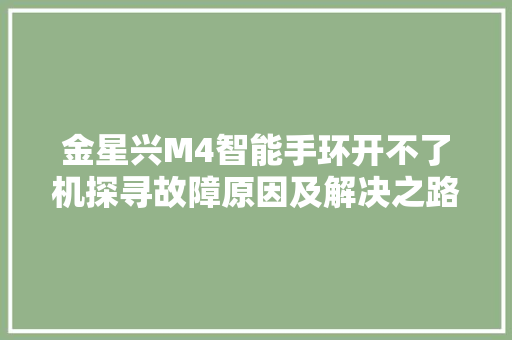 金星兴M4智能手环开不了机探寻故障原因及解决之路