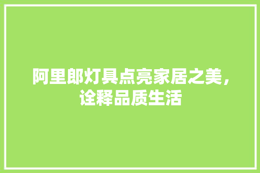 阿里郎灯具点亮家居之美，诠释品质生活