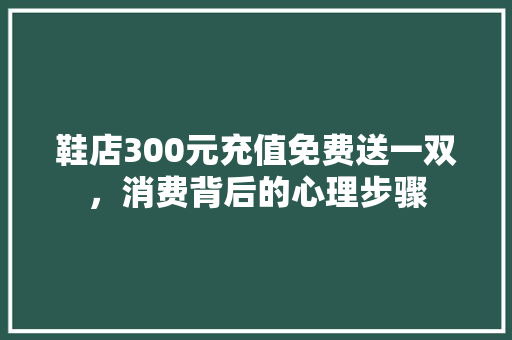 鞋店300元充值免费送一双，消费背后的心理步骤