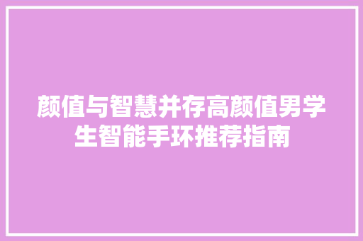 颜值与智慧并存高颜值男学生智能手环推荐指南