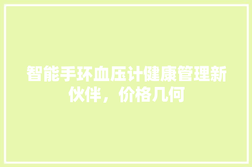 智能手环血压计健康管理新伙伴，价格几何